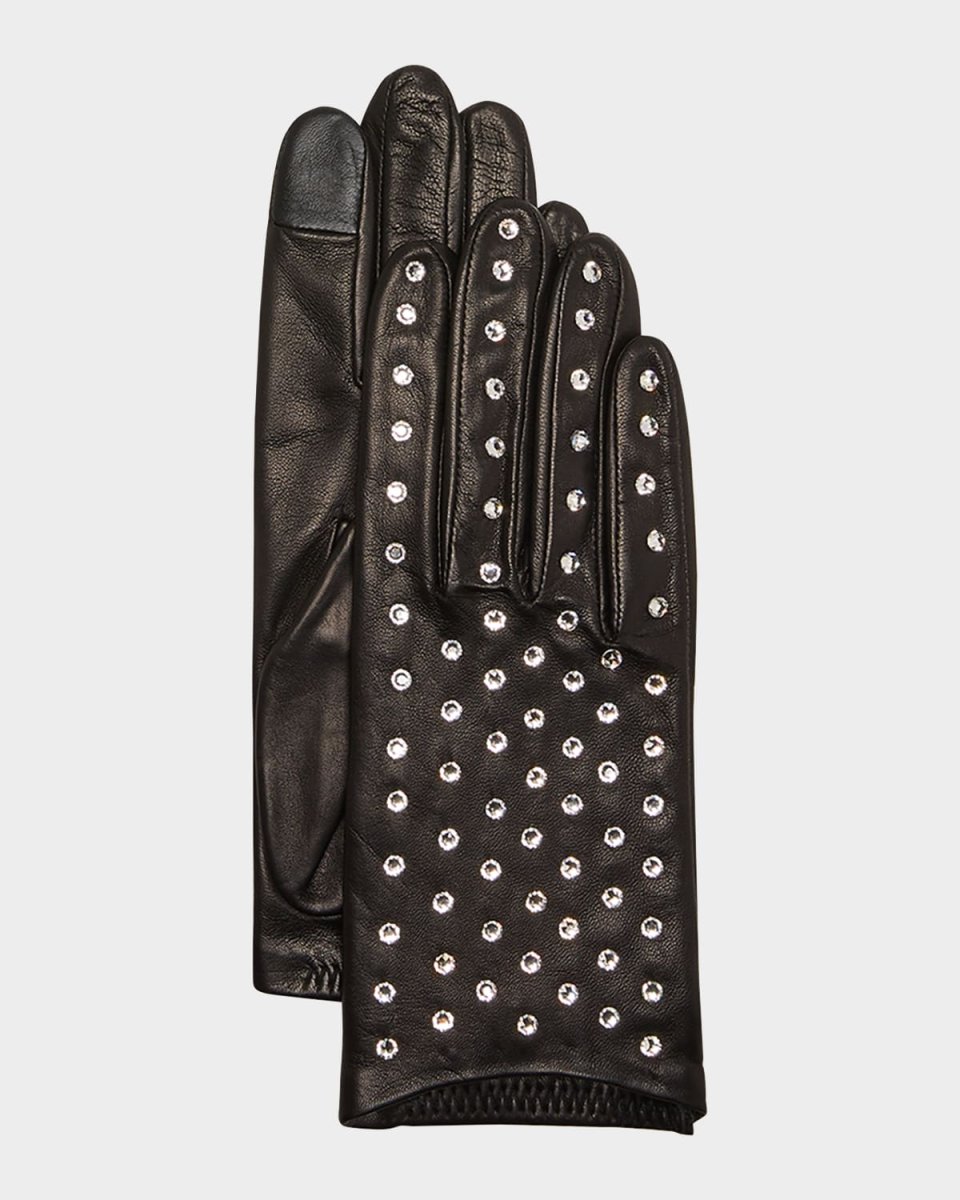 Bejeweled Leather Gloves